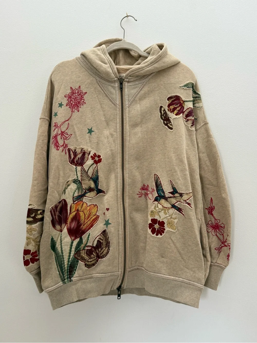 Free People Natural Grandma's Garden Hoodie Jacket